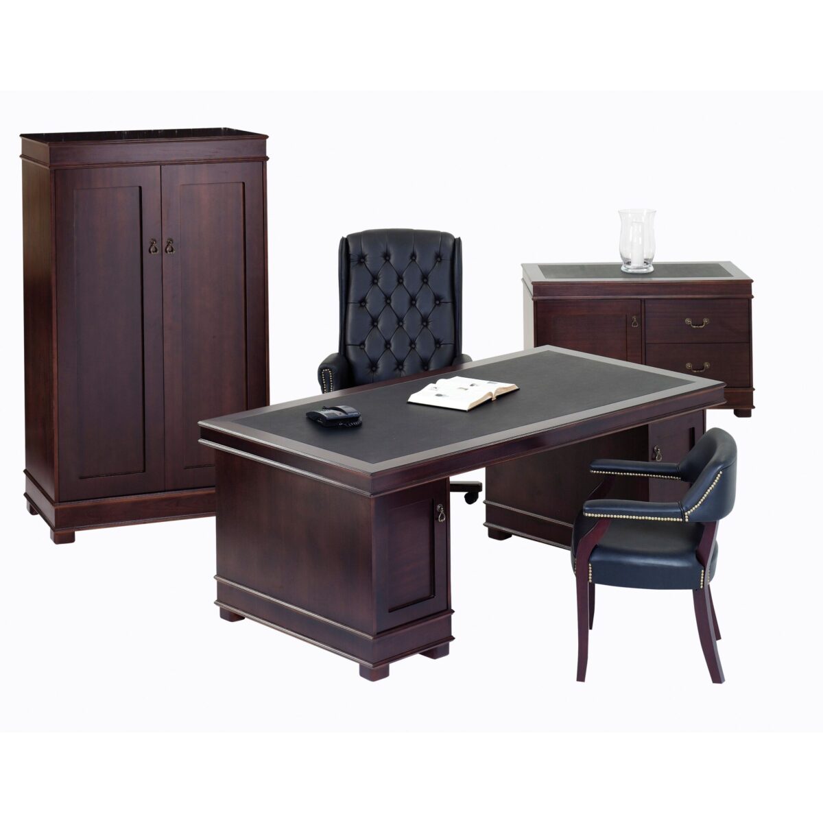 Partners Executive Double Pedestal Desk with Combination Credenza (Veneer 80mm) - Image 2