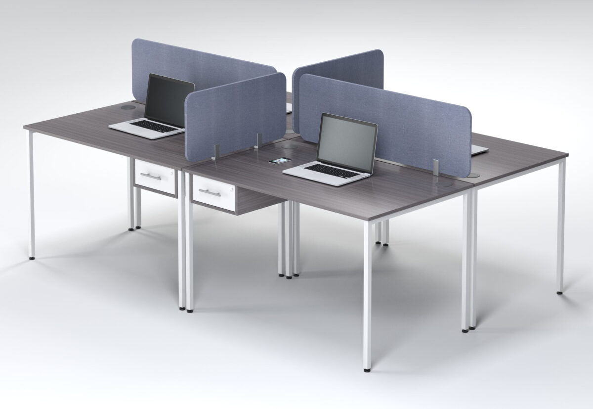Evolution 4 Seater Steel Frame Desk with 1 Drawer Fitted - Image 2