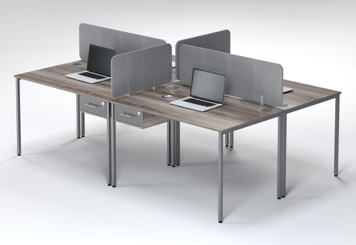 Evolution 4 Seater Steel Frame Desk with 1 Drawer Fitted - Image 3