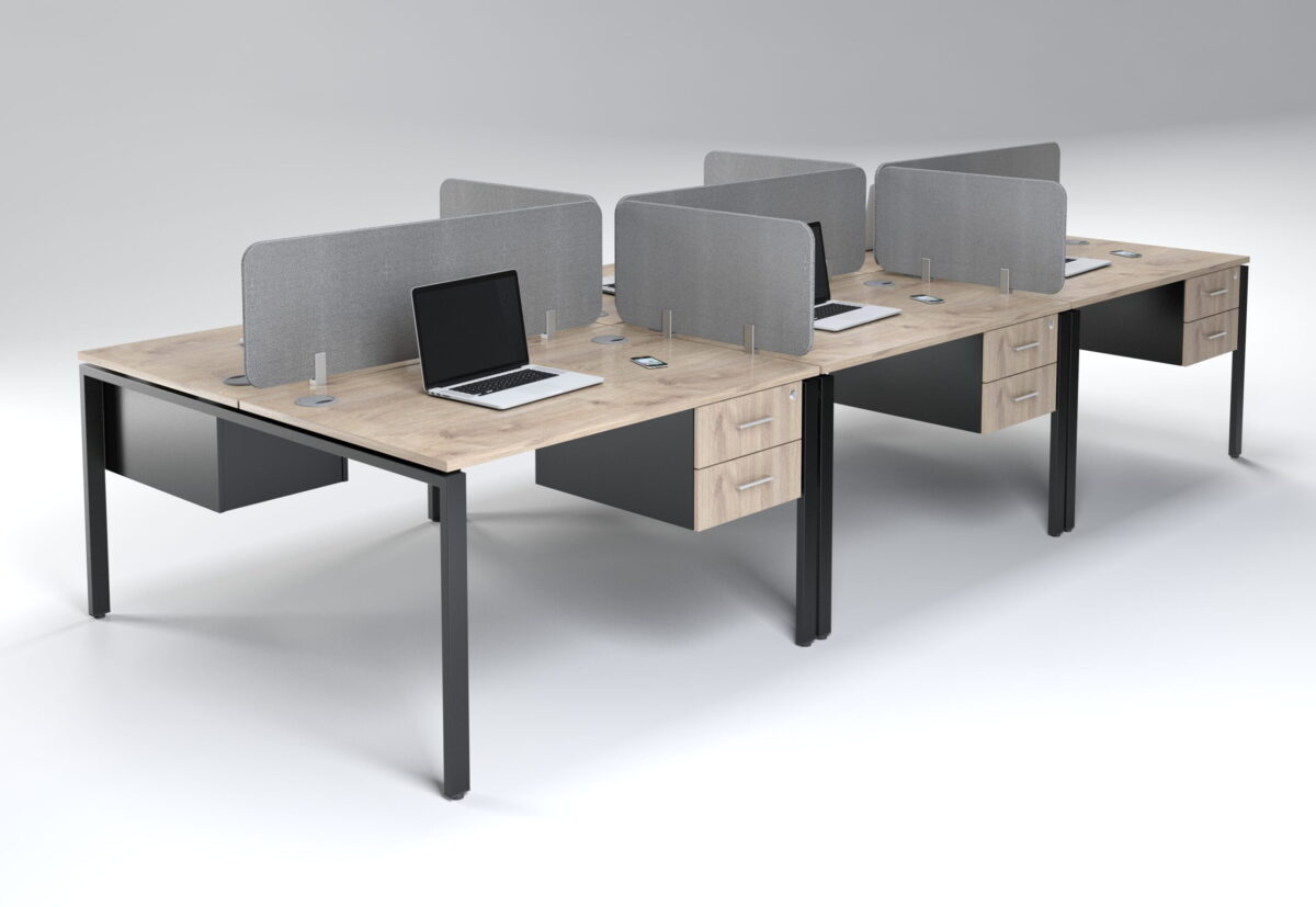 Evolution 6 Seater Steel Frame Desk with 2 Drawer Fitted - Image 4