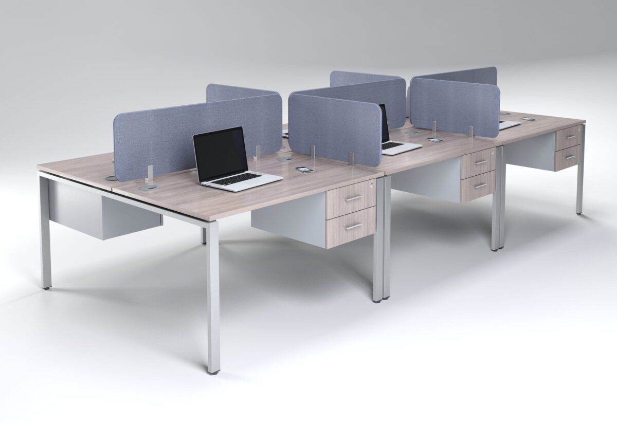 Evolution 6 Seater Steel Frame Desk with 2 Drawer Fitted - Image 2