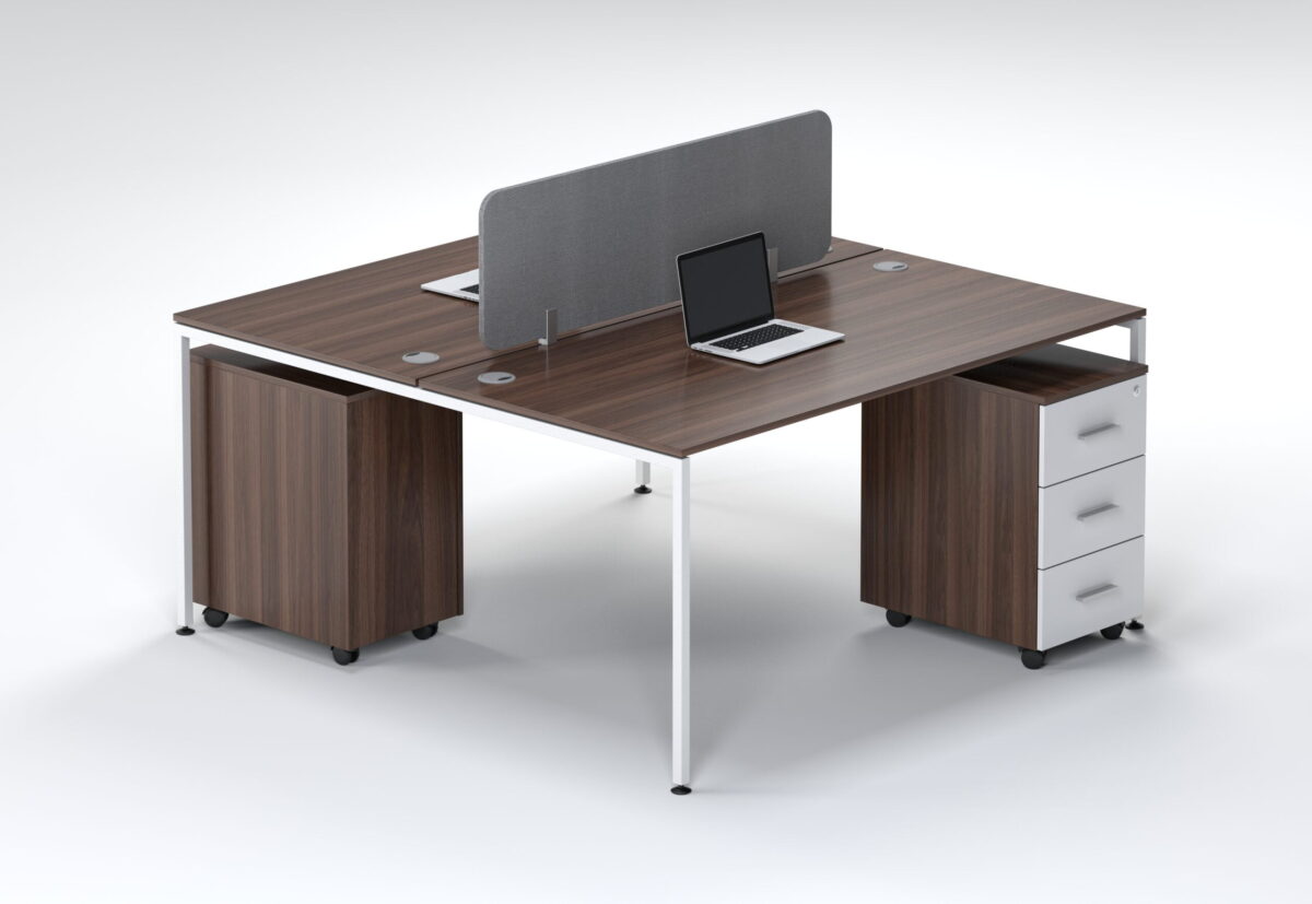 Evolution Dual Desk with 3 Drawer Mobile Pedestal + Desk Screen - Image 4