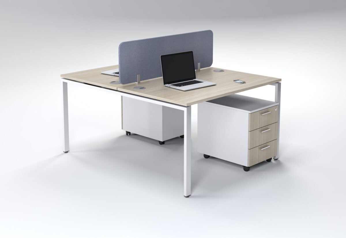 Evolution Dual Desk with 3 Drawer Mobile Pedestal + Desk Screen - Image 6