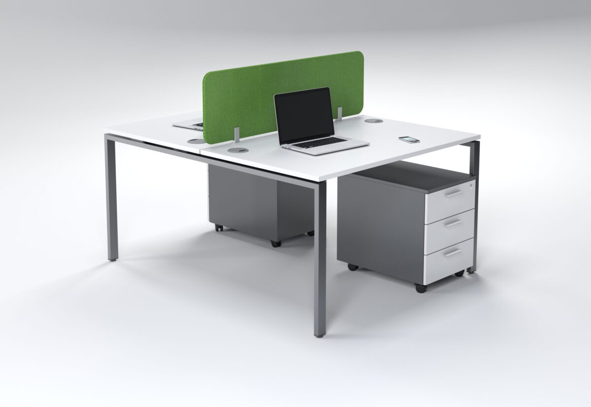 Evolution Dual Desk with 3 Drawer Mobile Pedestal + Desk Screen - Image 7
